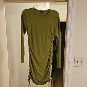 Zara Green Ruched Bodycon Dress